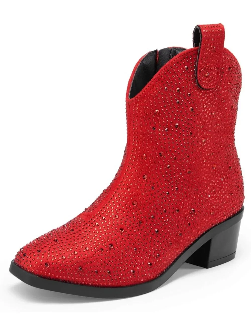 Women's Red Rhinestone Halloween Size Zipper Non-Slip Cowgirl Sparkle Boots